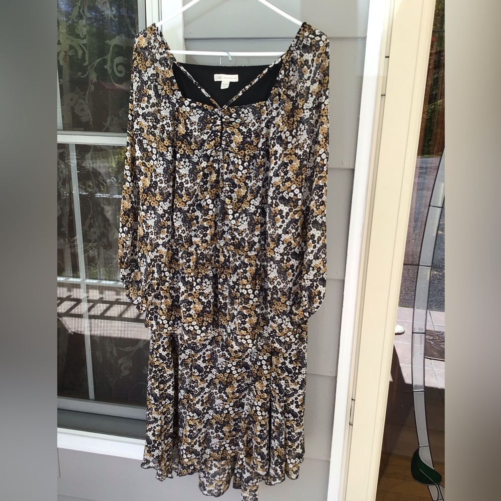 2pc women’s 2 pc set dressy top 16/20w skirt XL brown black floral EUC Cato